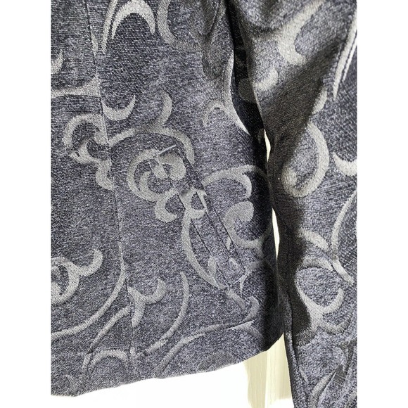 Croft & Barrow Floral Embossed Black Long Sleeve Velvet Jacket Size M Button Top - Picture 7 of 16